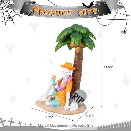 Glitzhome® 11.5" Halloween Polyresin Skeleton on Beach Table Decor